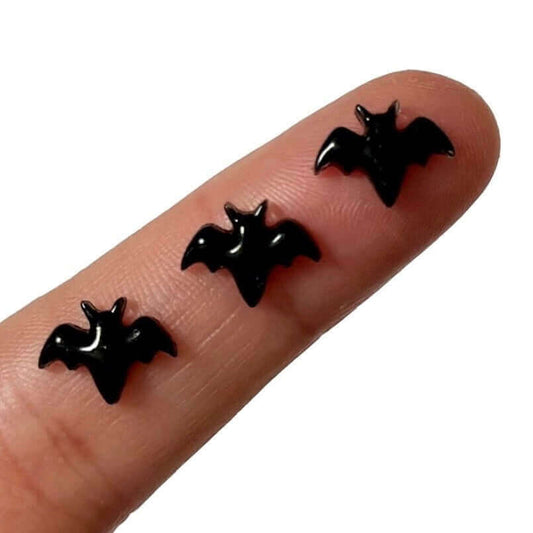 Tiny Bat nail art charms Black resin 8mm