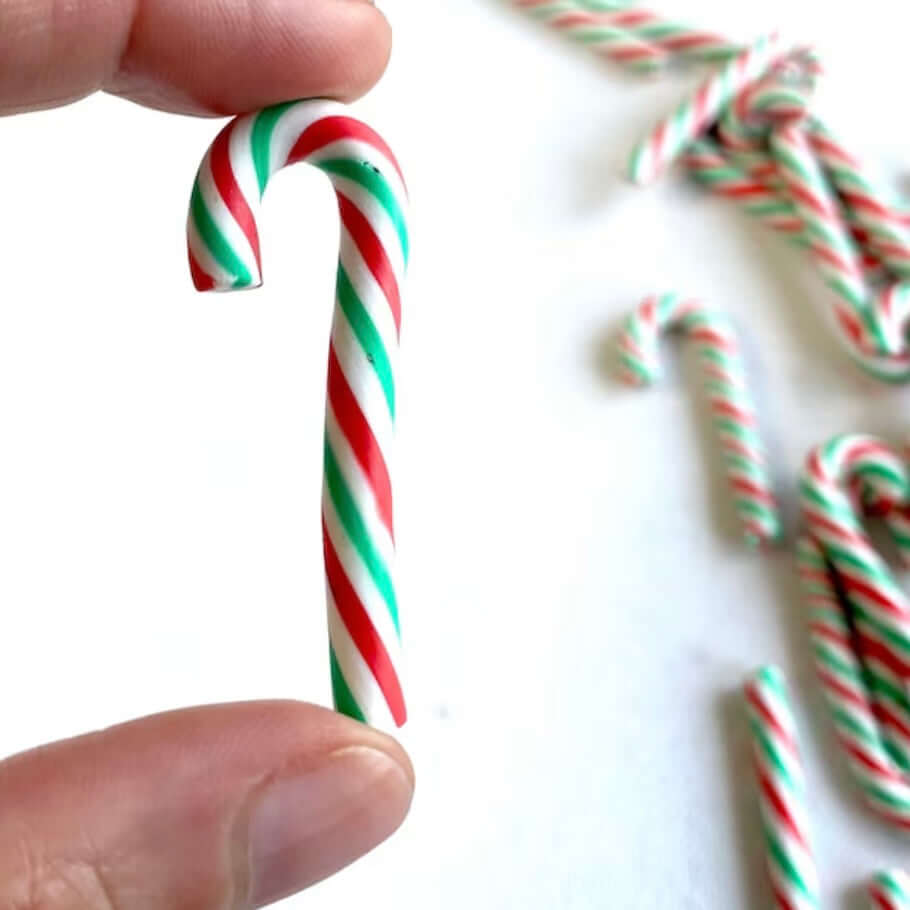 Small Candy Cane Christmas tree sweet decorations 45mm Green red