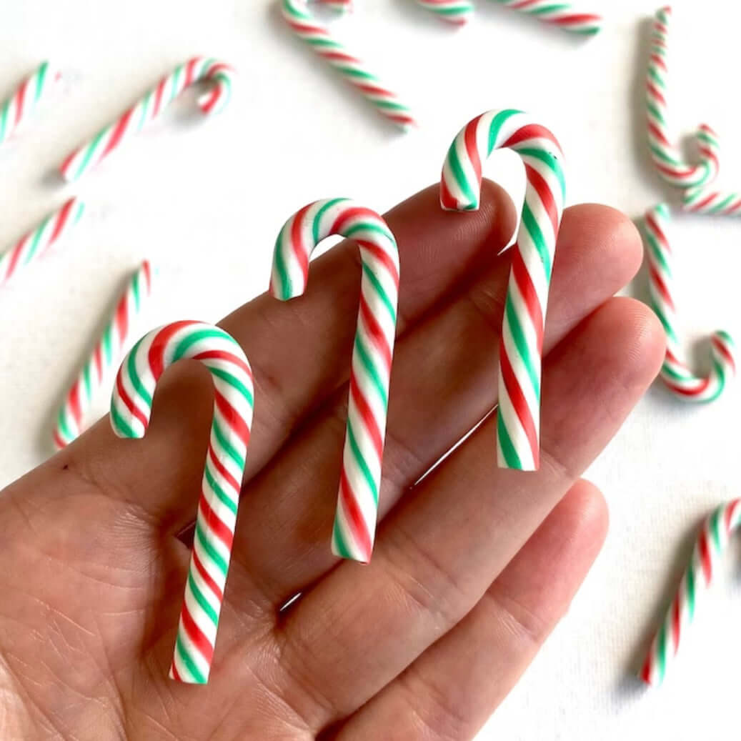Small Candy Cane Christmas tree sweet decorations 45mm Green red
