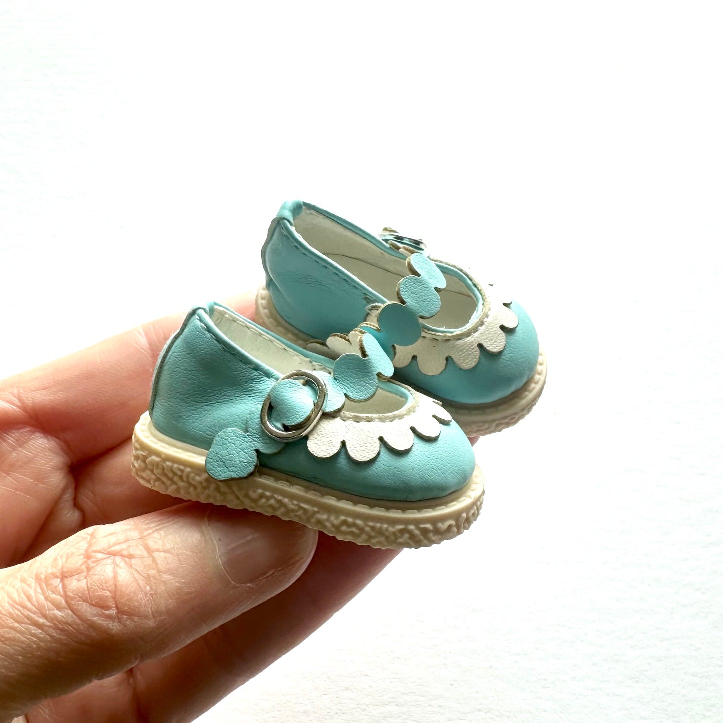 Tiny leather doll buckle shoes princess vintage