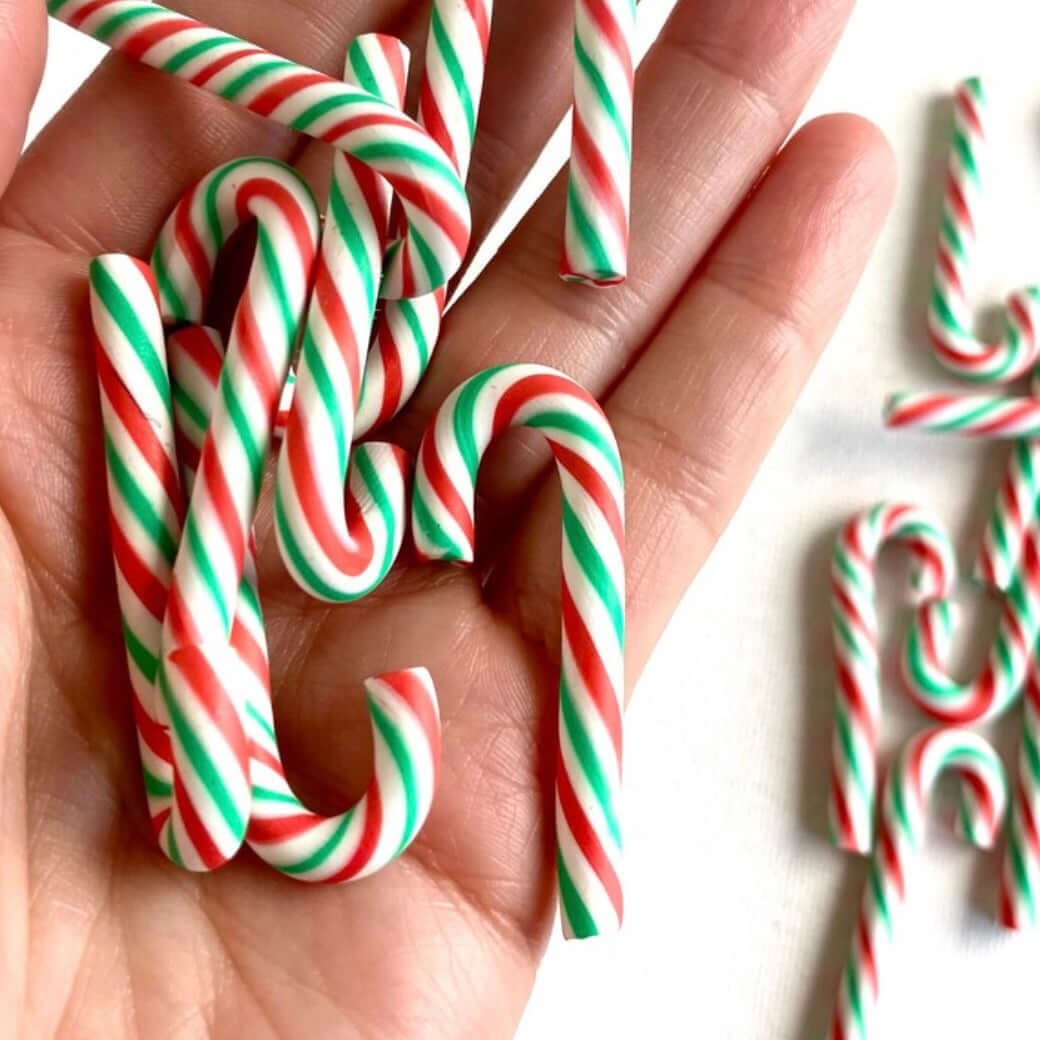 Small Candy Cane Christmas tree sweet decorations 45mm Green red