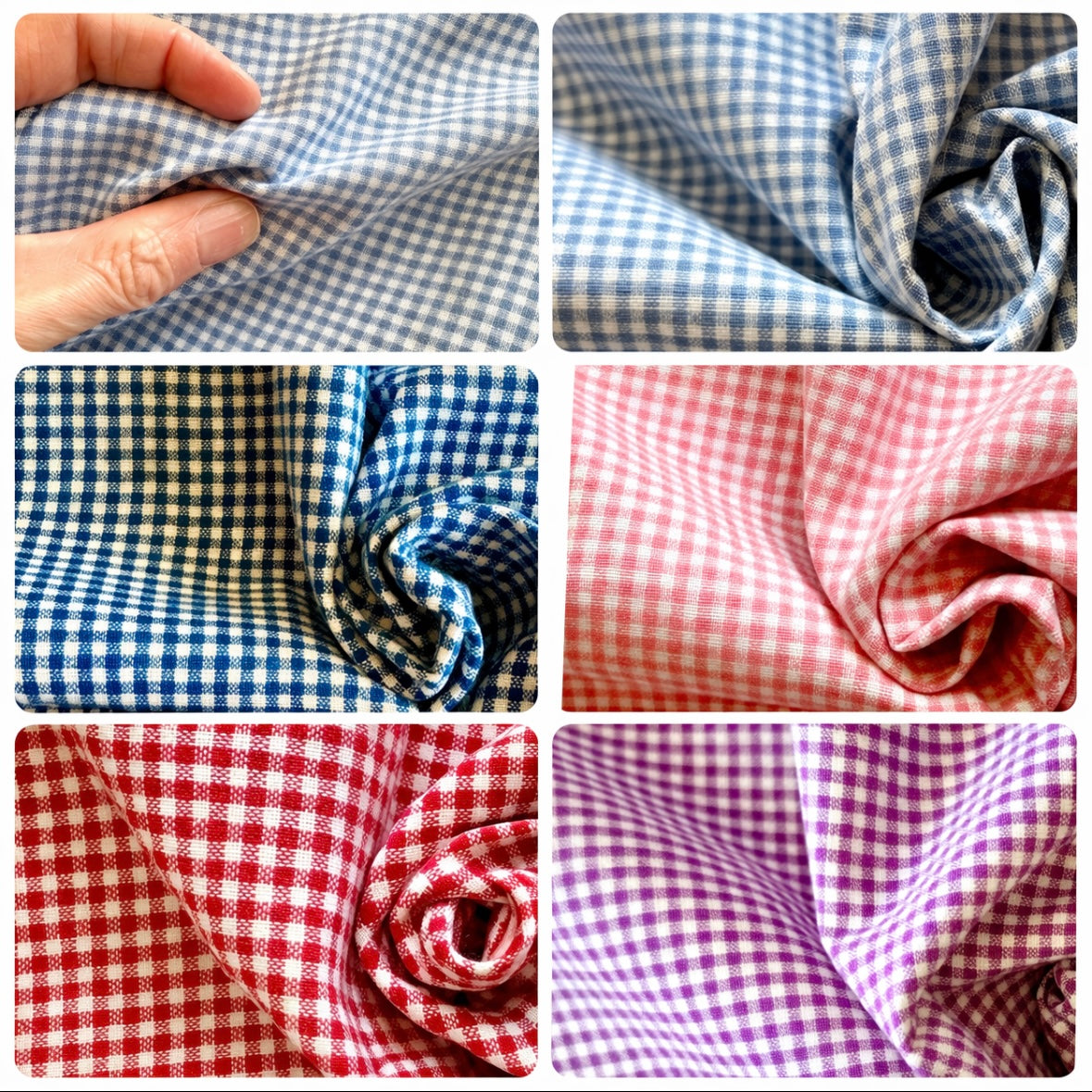 Doll fabric tiny gingham 2mm print miniature plaid cotton fabric pre cut 145 x 50cm