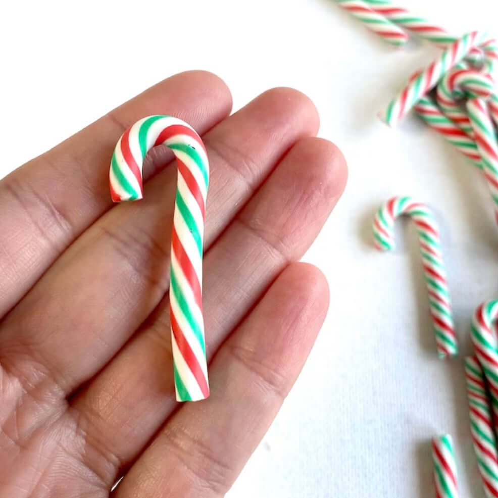 Small Candy Cane Christmas tree sweet decorations 45mm Green red
