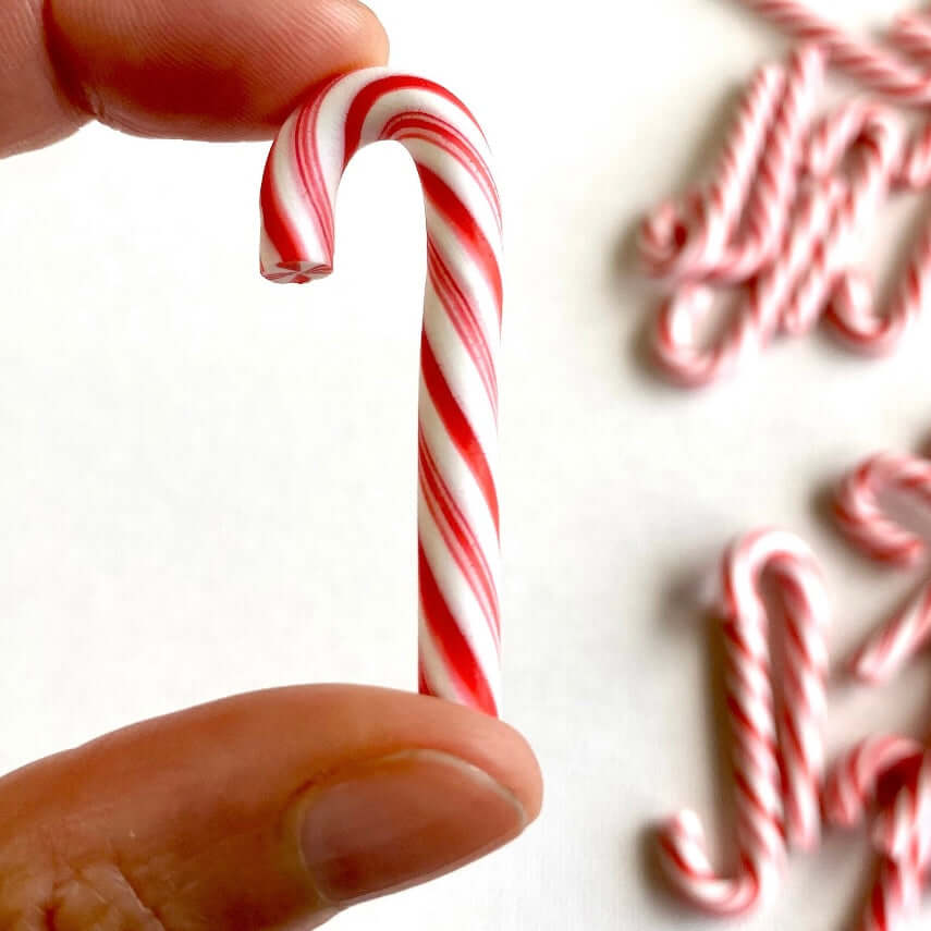 Small Candy Cane Christmas tree sweet decorations 45mm red white