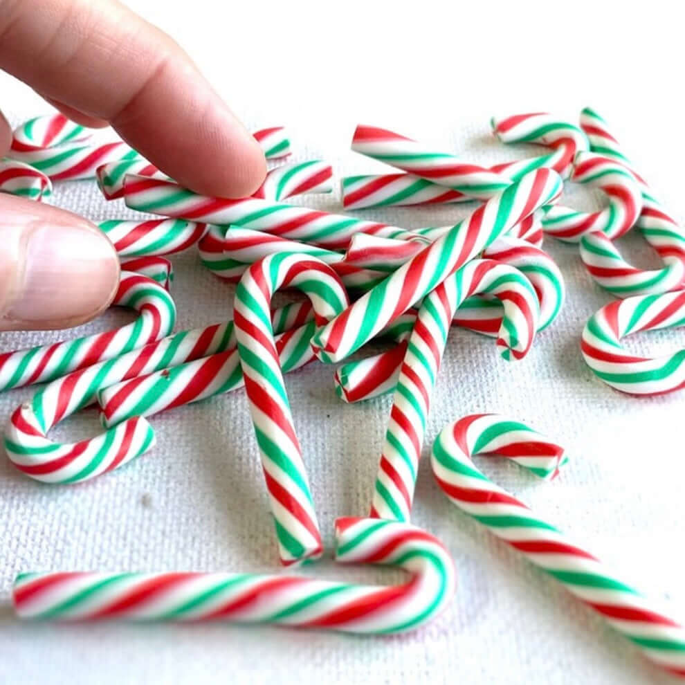 Small Candy Cane Christmas tree sweet decorations 45mm Green red