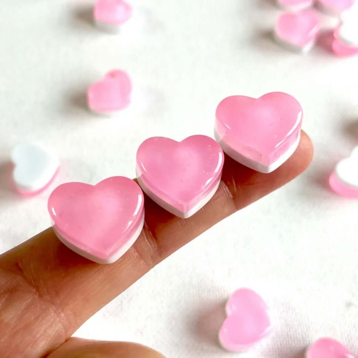 Jelly heart charms pink