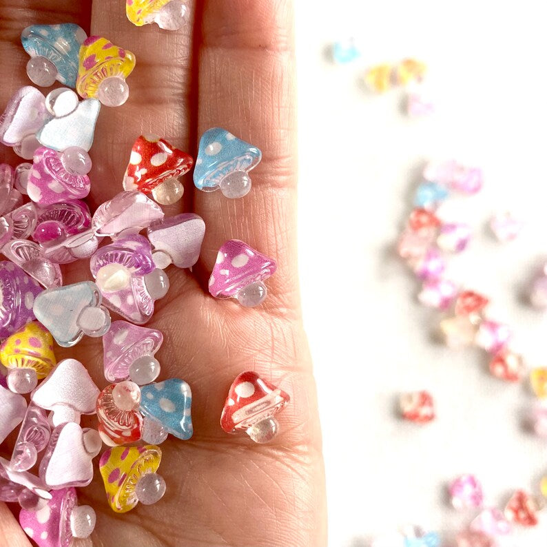 Tiny charms Miniature rainbow mushroom