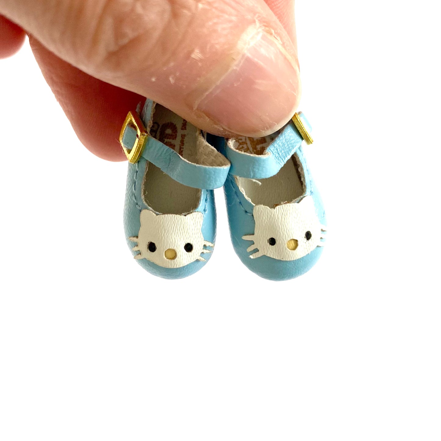 Tiny leather Blythe doll shoes Pink Blue Cat Kitty BJD doll shoes Doll buckle shoes - Blacksparrowuk