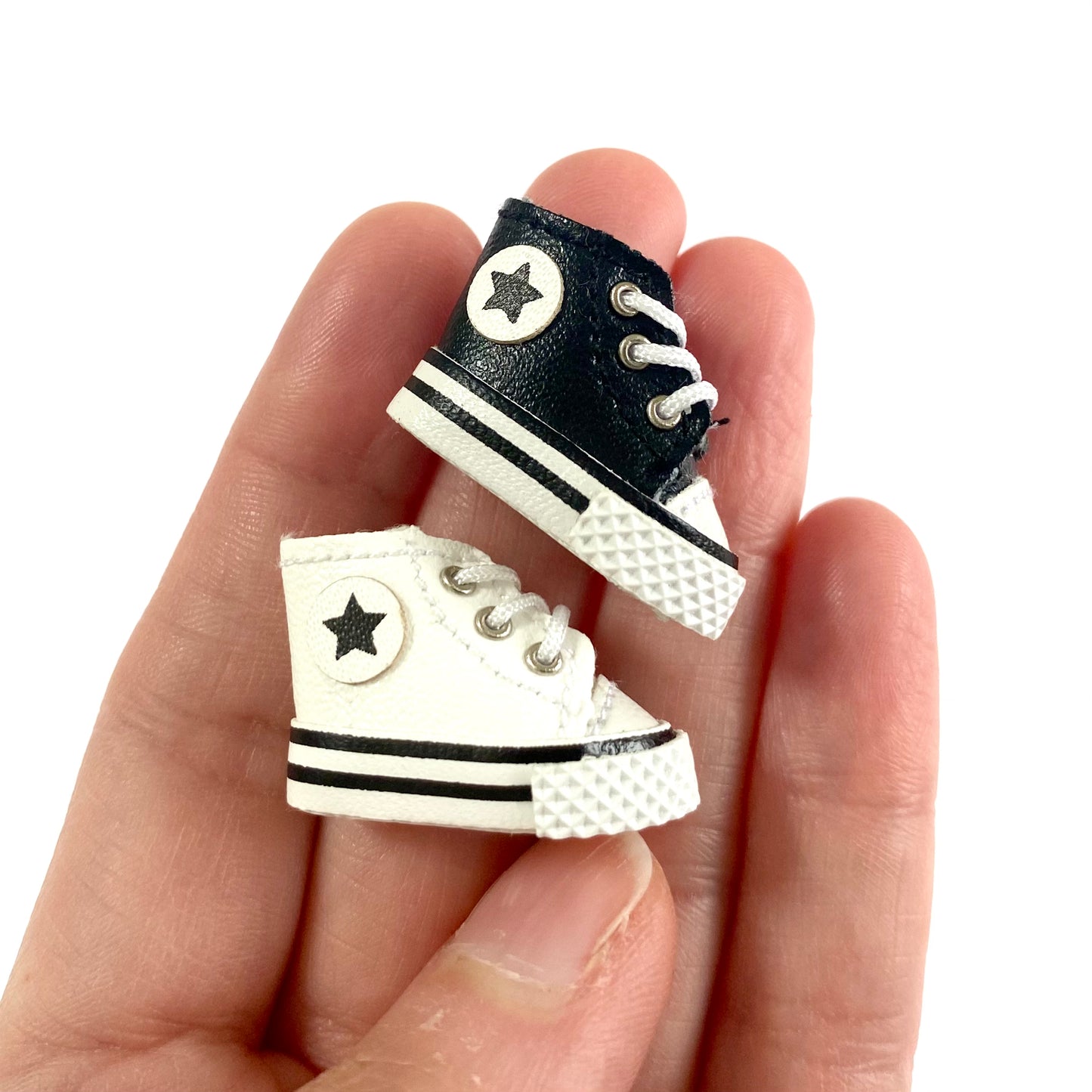 Doll shoes Blythe Doll trainers White leather Mini shoes 1/6 scale tiny Miniature High top Sports shoes - Blacksparrowuk