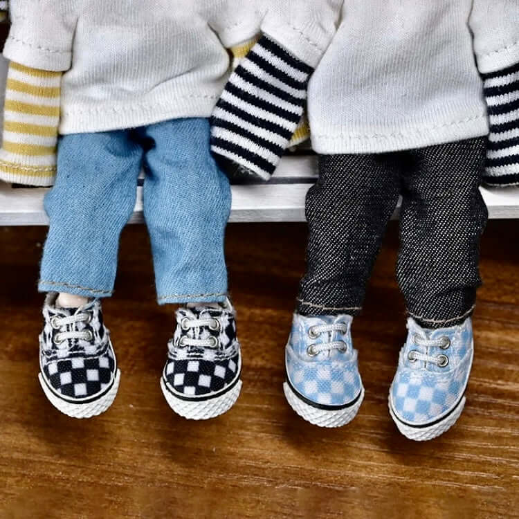 Tiny Doll trainers canvas doll shoes OB11 Vintage doll shoes 1/12 scale doll DOD Mollys Holala Gsc Ymy Nendoroid - Blacksparrowuk