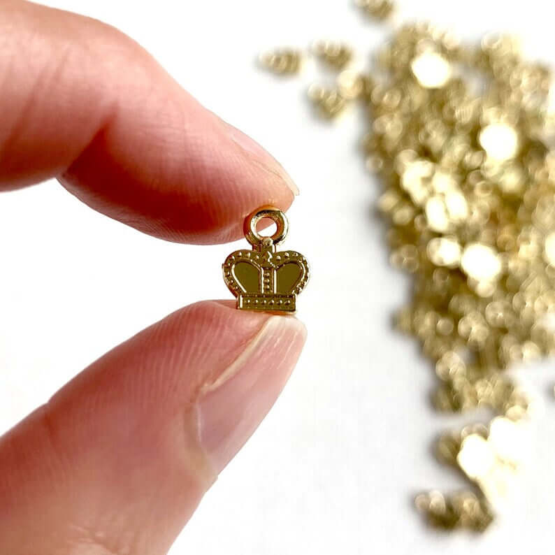 Tiny Crown charms Royal pendant 6mm zinc alloy Metal Silver Gold - Blacksparrowuk