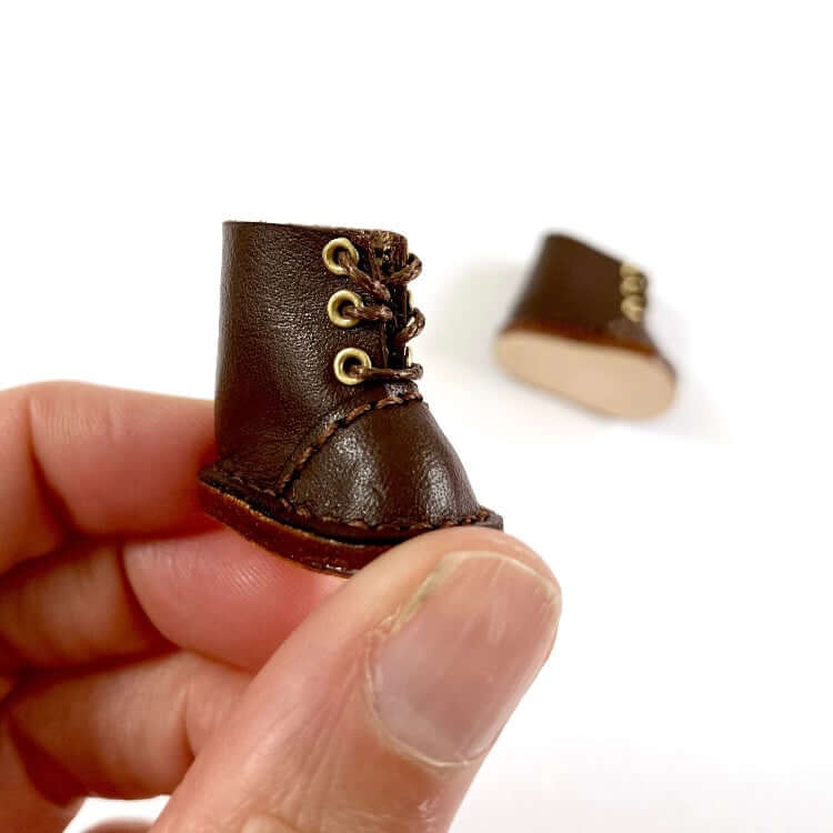 Miniature Doll Boots Lace up leather Blythe doll shoes 1/6 scale shoes OB22 OB24 BJD doll - Blacksparrowuk