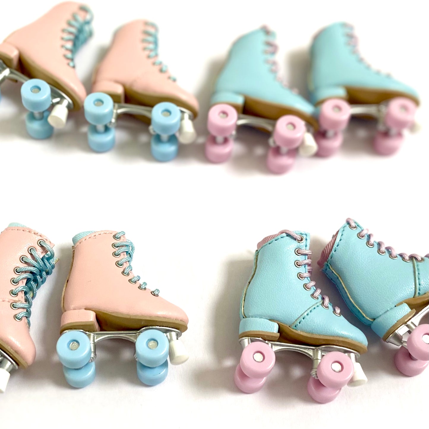 Doll roller skate boots Blythe 1/6 scale Pink leather Obitsu 24 BJD dolls rollerskates - Blacksparrowuk