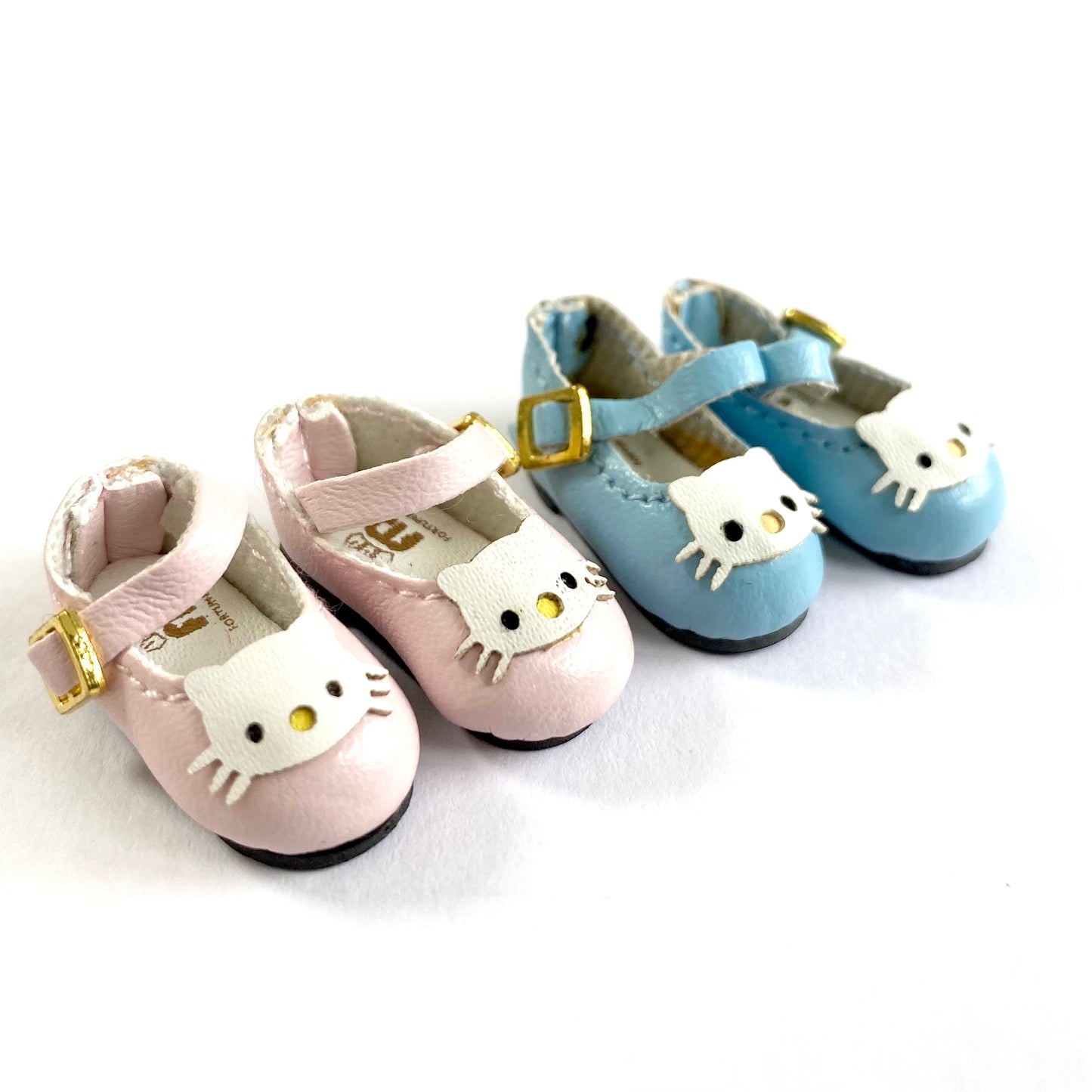 Tiny leather Blythe doll shoes Pink Blue Cat Kitty BJD doll shoes Doll buckle shoes - Blacksparrowuk