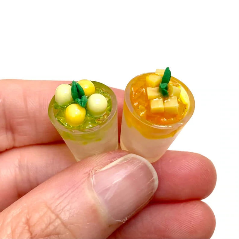 Dollhouse miniature Mojito Cocktail drinks Set of 2 - 1/6 Doll kitchen resin food - Blacksparrowuk