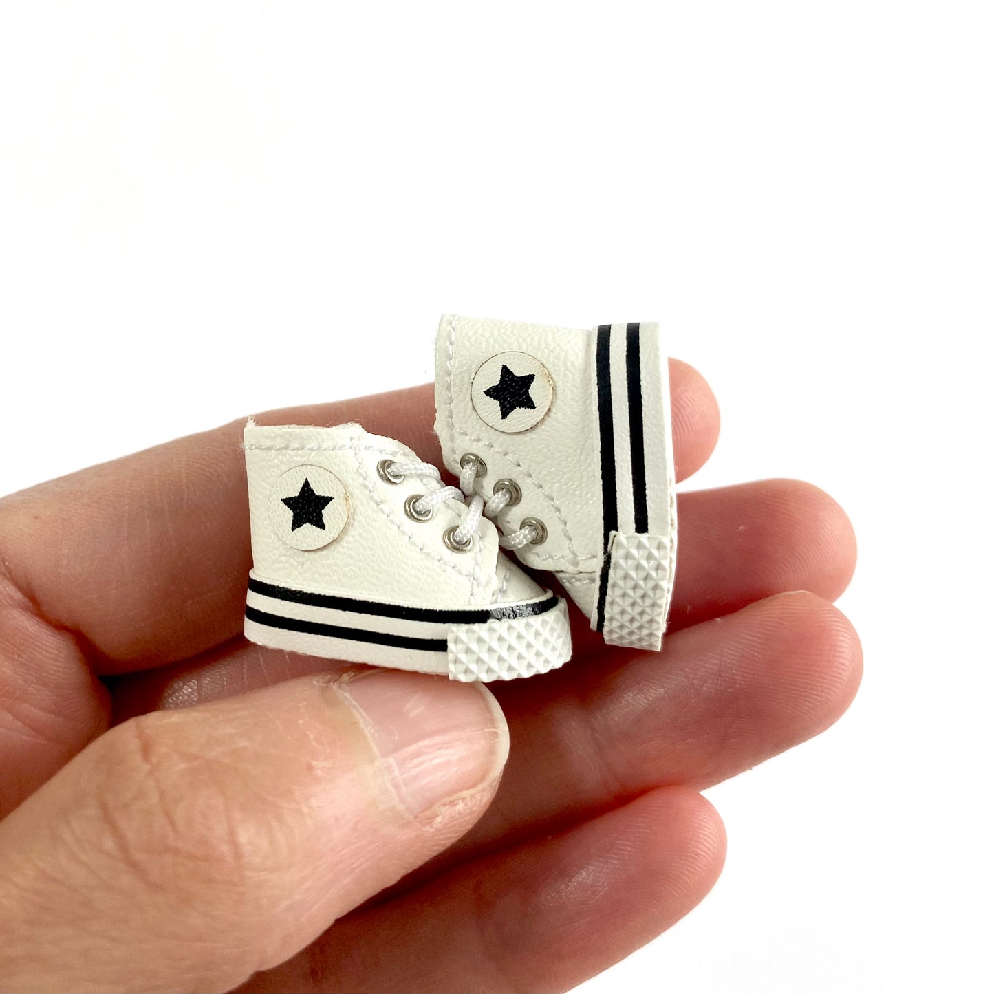 Doll shoes Blythe Doll trainers White leather Mini shoes 1/6 scale tiny Miniature High top Sports shoes - Blacksparrowuk
