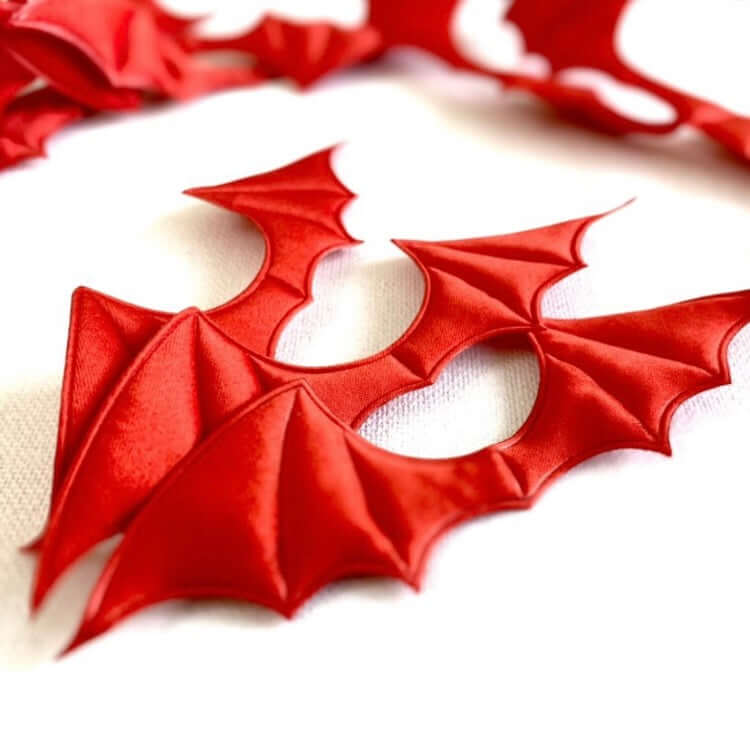 Bat wings red Fabric sew on patch padded appliqué - Blacksparrowuk