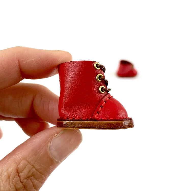 Miniature Doll Boots Lace up leather Blythe doll shoes 1/6 scale shoes OB22 OB24 BJD doll - Blacksparrowuk