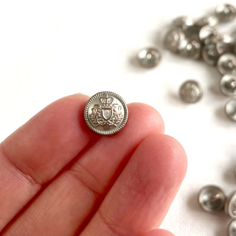Royal Crown regal British shank buttons 10mm Metal Antique Bronze Silver Gold - Blacksparrowuk