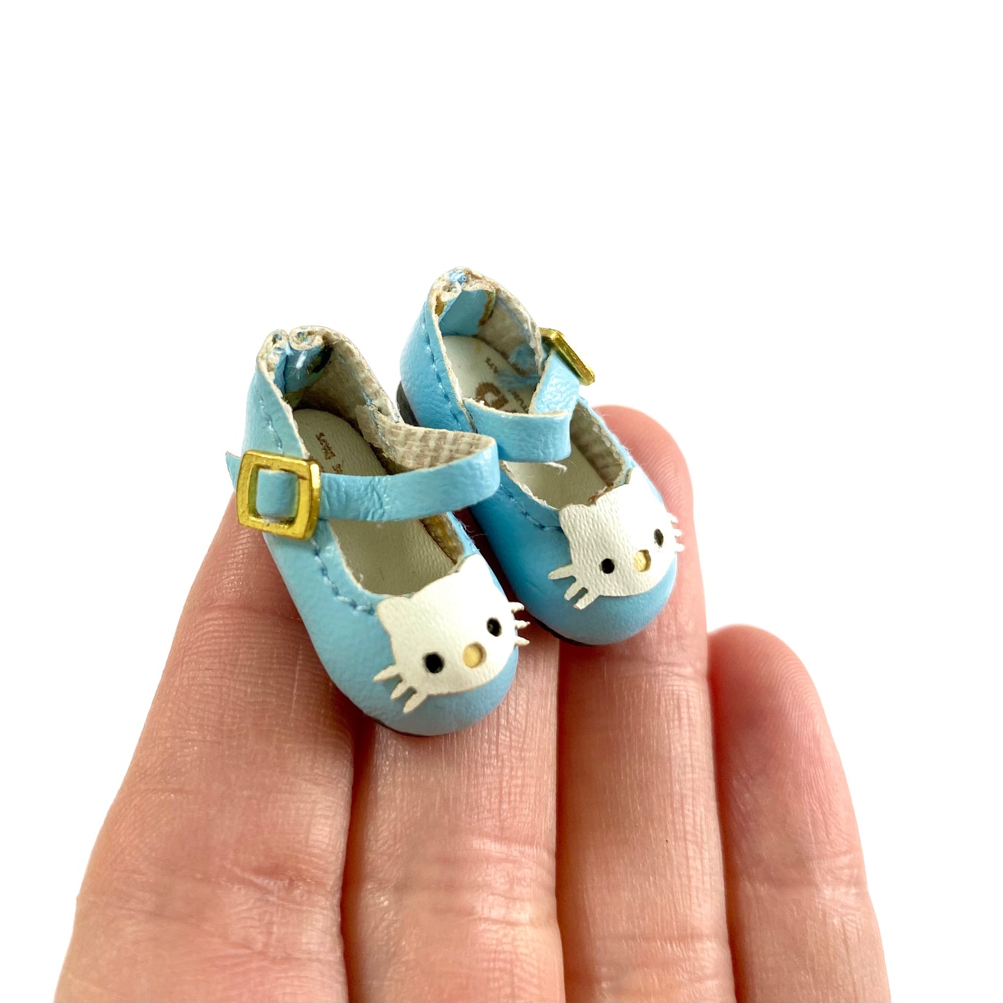 Tiny leather Blythe doll shoes Pink Blue Cat Kitty BJD doll shoes Doll buckle shoes - Blacksparrowuk