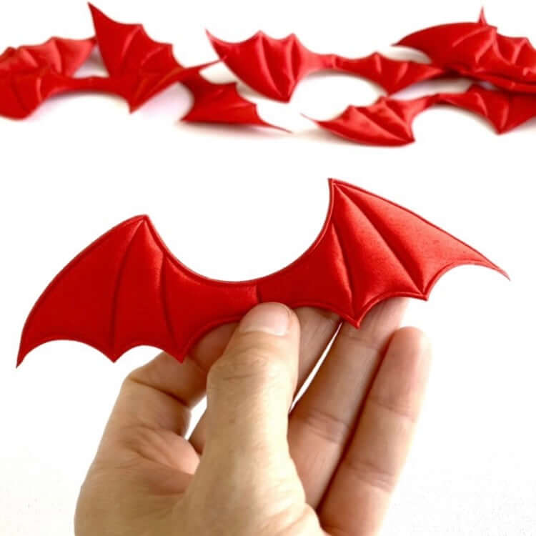 Bat wings red Fabric sew on patch padded appliqué - Blacksparrowuk
