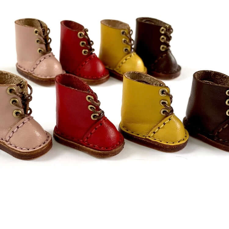 Miniature Doll Boots Lace up leather Blythe doll shoes 1/6 scale shoes OB22 OB24 BJD doll - Blacksparrowuk