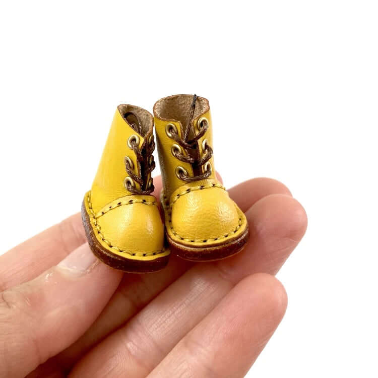 Miniature Doll Boots Lace up leather Blythe doll shoes 1/6 scale shoes OB22 OB24 BJD doll - Blacksparrowuk
