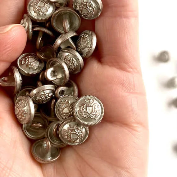 Royal Crown regal British shank buttons 10mm Metal Antique Bronze Silver Gold - Blacksparrowuk