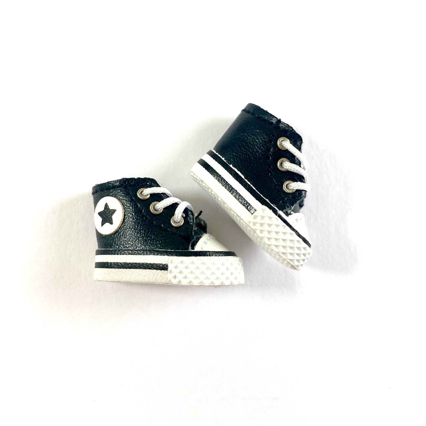 Doll shoes Blythe Doll trainers Black leather Mini shoes 1/6 scale tiny Miniature High top Sports shoes - Blacksparrowuk