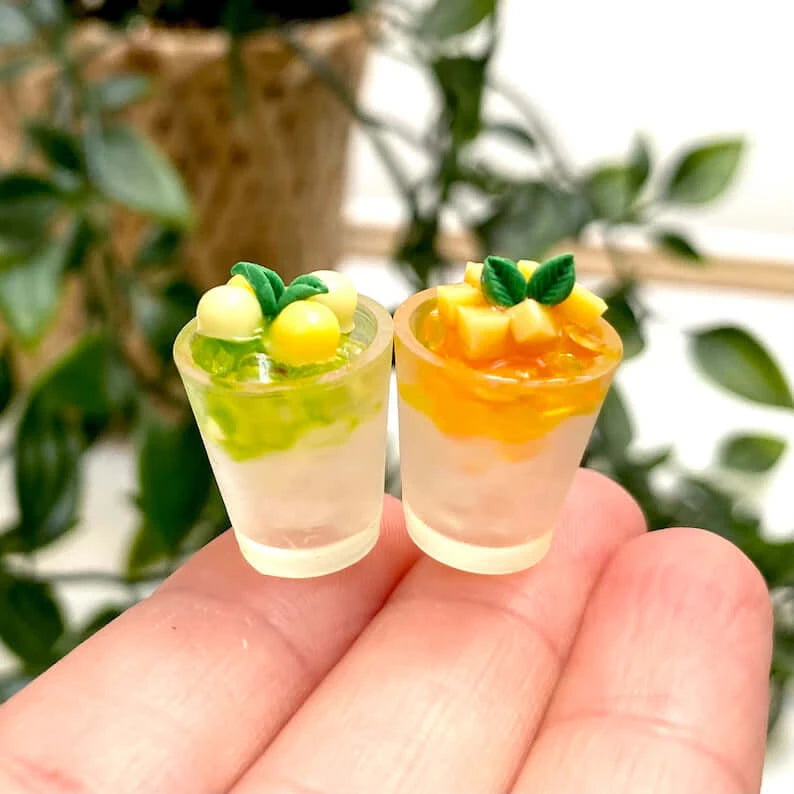 Dollhouse miniature Mojito Cocktail drinks Set of 2 - 1/6 Doll kitchen resin food - Blacksparrowuk