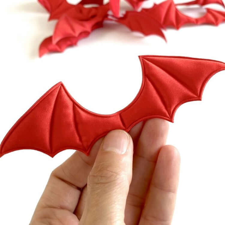 Bat wings red Fabric sew on patch padded appliqué - Blacksparrowuk