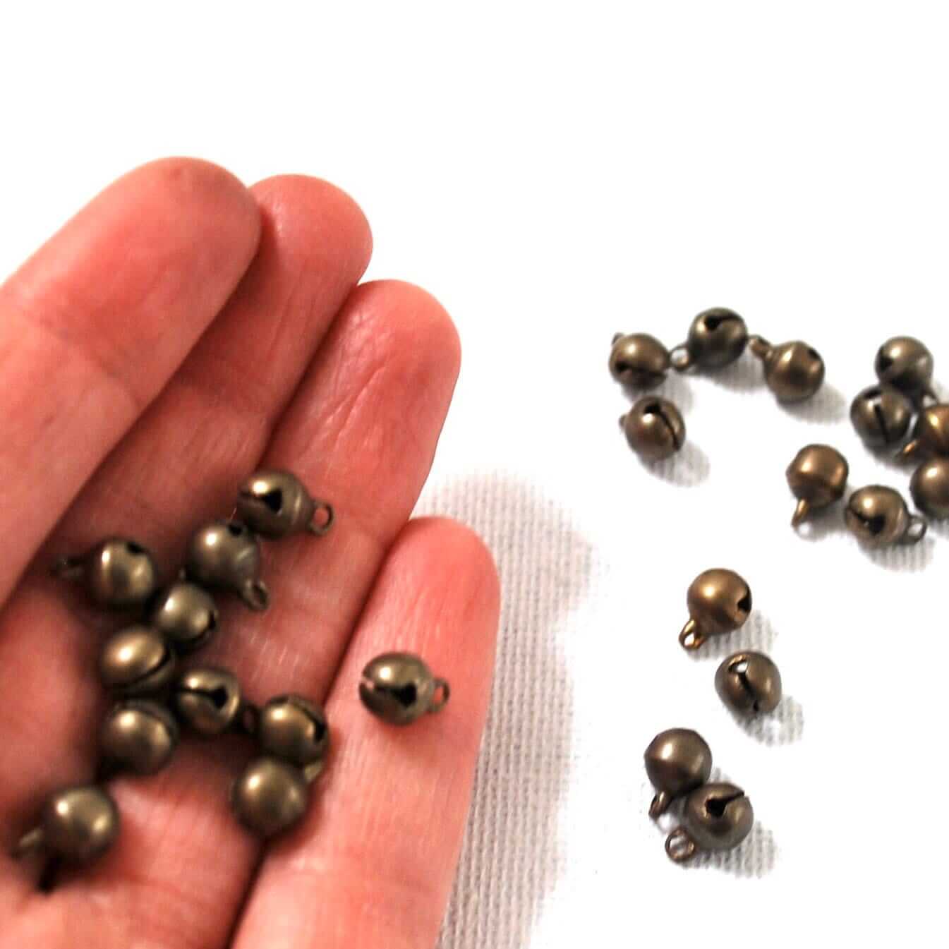 Mini craft bells 5mm Bronze charm metal bells - Blacksparrowuk