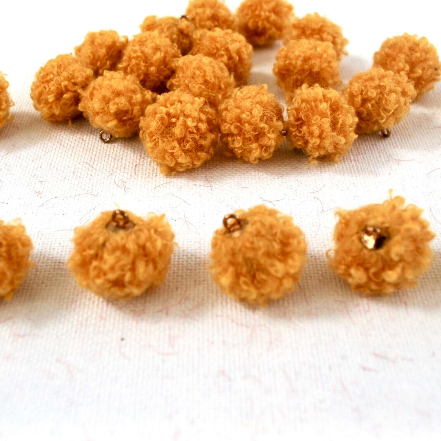 Yellow pompom charm shaggy plush Pom pom Earrings Necklace Pendant Small Pom pom - Blacksparrowuk