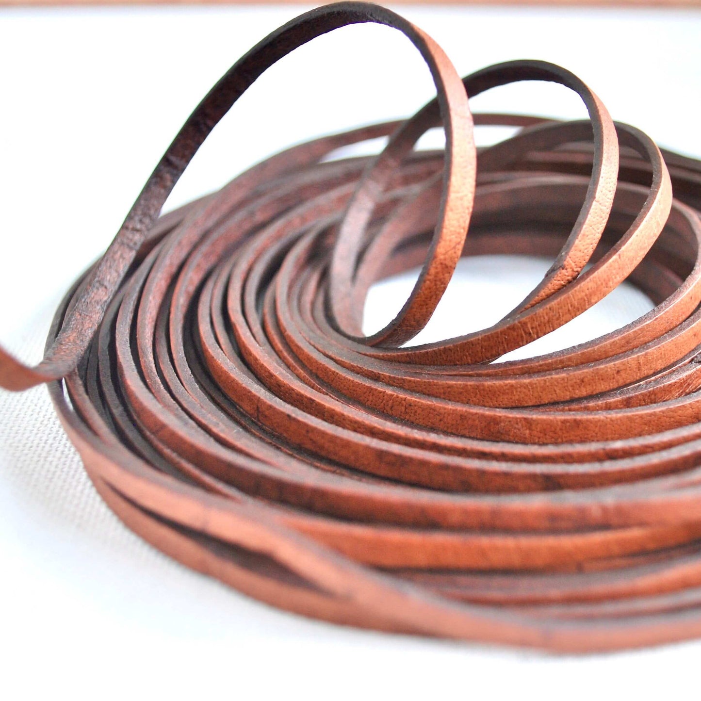 4mm flat leather strap Leather cord Antique brown - Blacksparrowuk