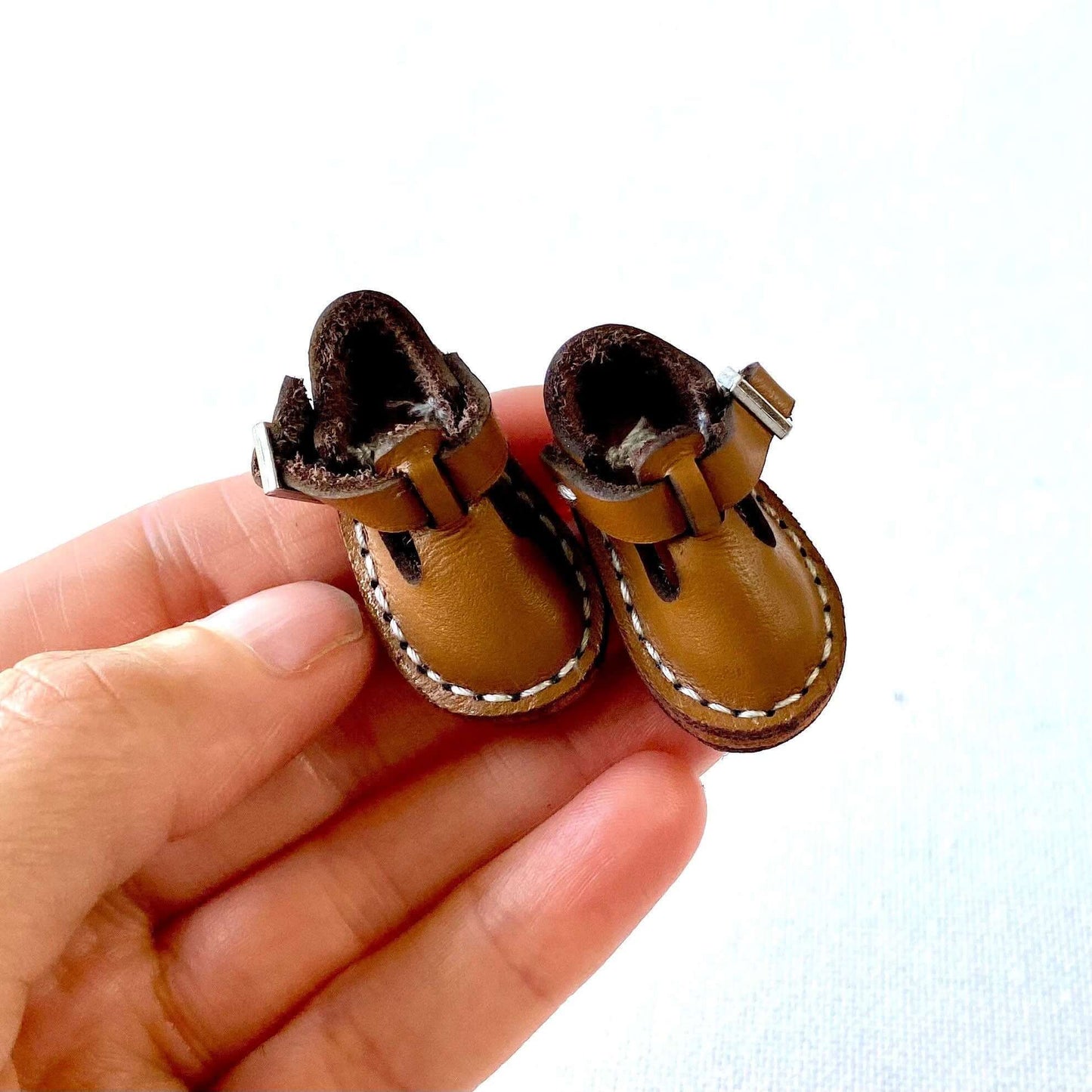 Brown leather doll shoes Blythe Vintage doll shoes 37mm - Blacksparrowuk