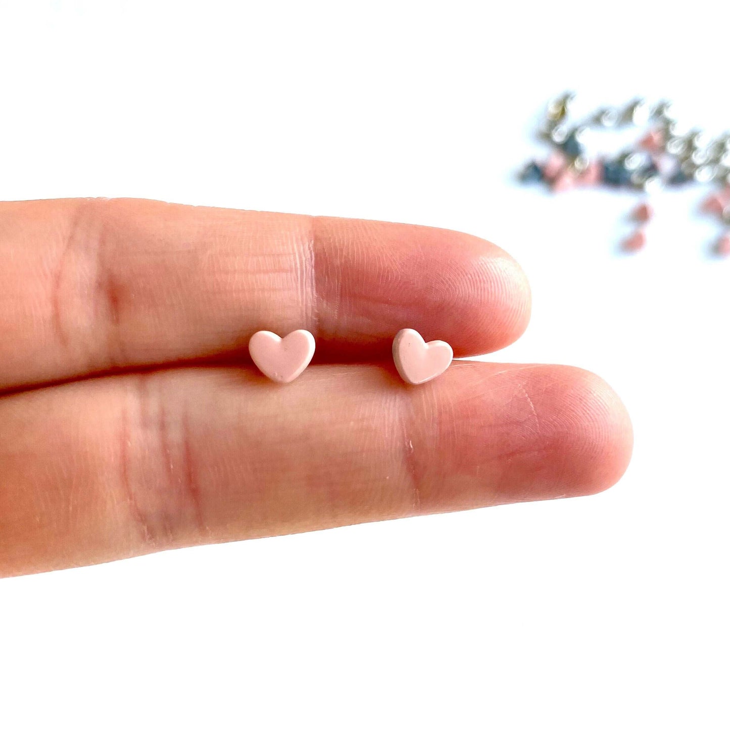 Heart rivets Mini 6mm Pink tiny stud mushroom spikes - Blacksparrowuk