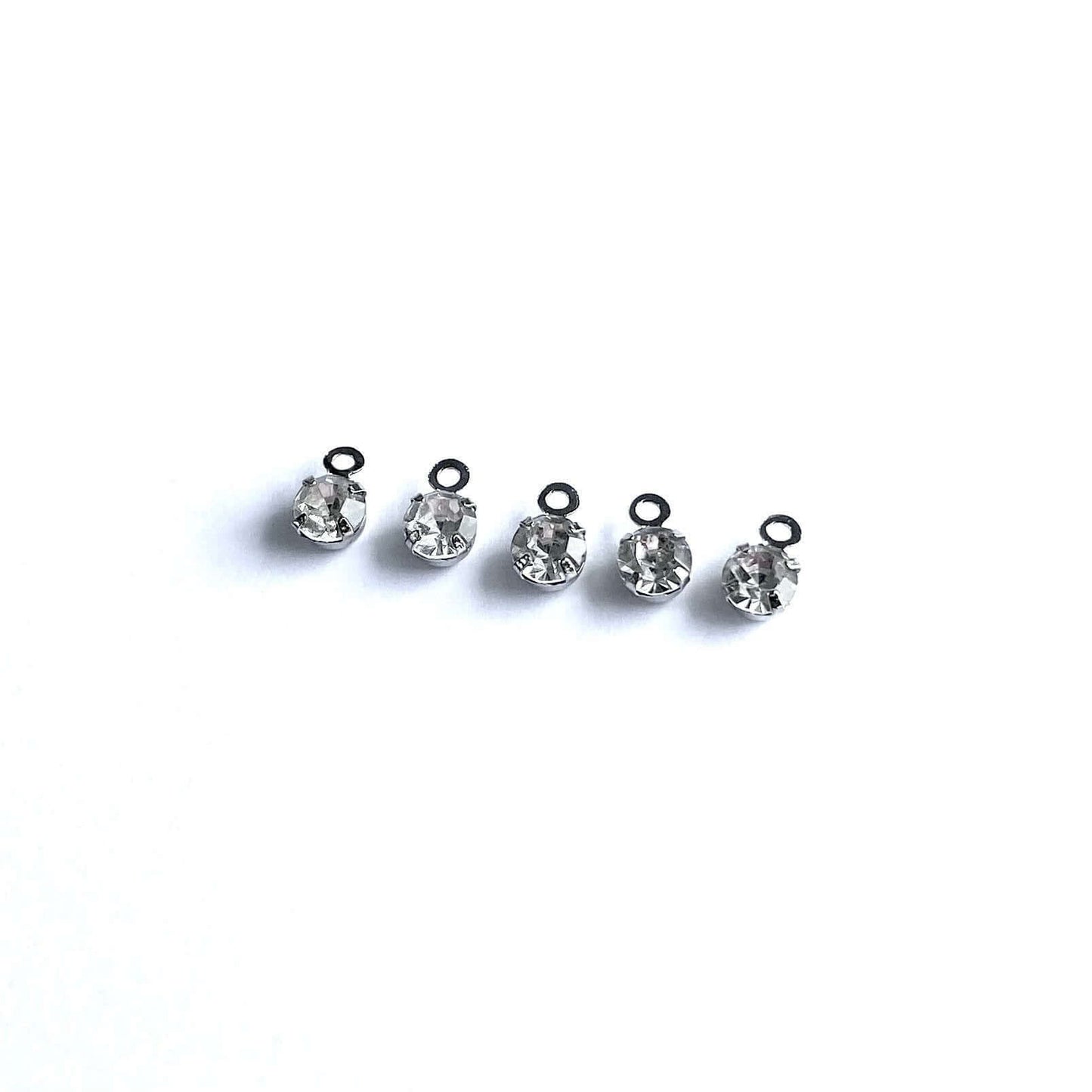 Tiny 4mm rhinestone buttons with hole Diamanté dolls Diamond button - Blacksparrowuk