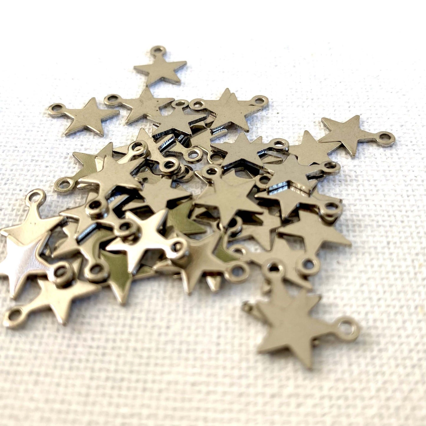 Stainless steel Tiny star earring charm Silver pentacle pentagram - Blacksparrowuk