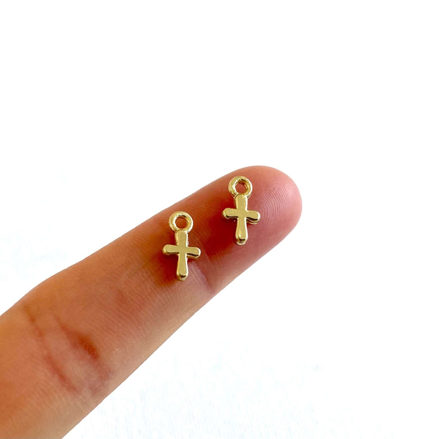 Tiny cross charm 8mm Mini cross necklace earring charms Silver Gold - Blacksparrowuk