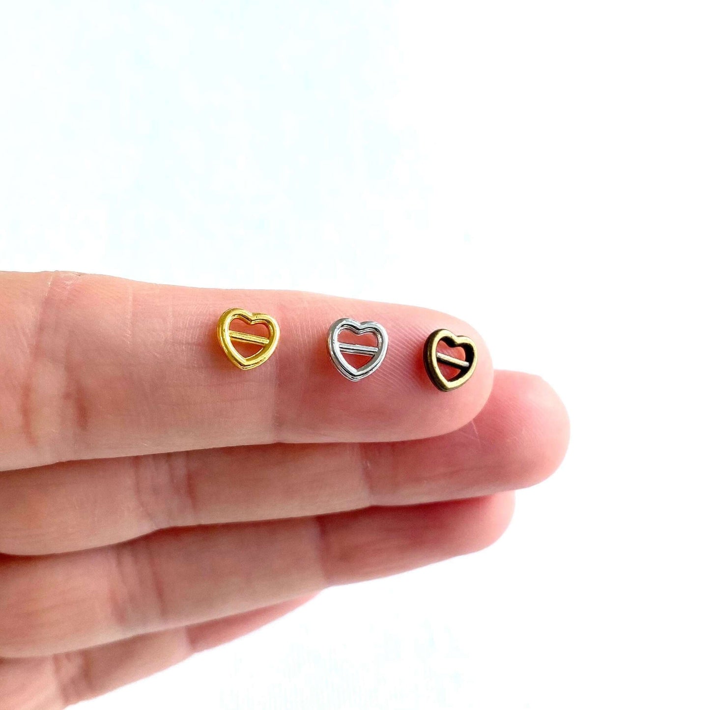 Mini Heart buckles 6mm miniature doll overall buckles - Blacksparrowuk