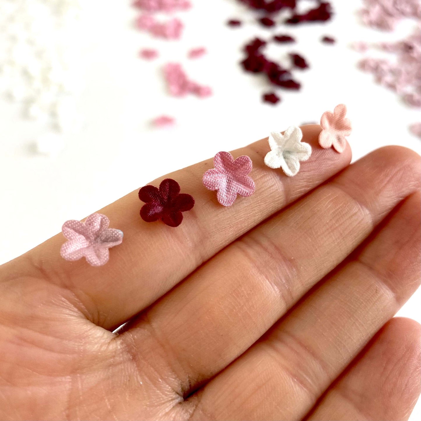 Fabric flowers for Doll clothes 9mm Fabric Sew on flowers - Blacksparrowuk