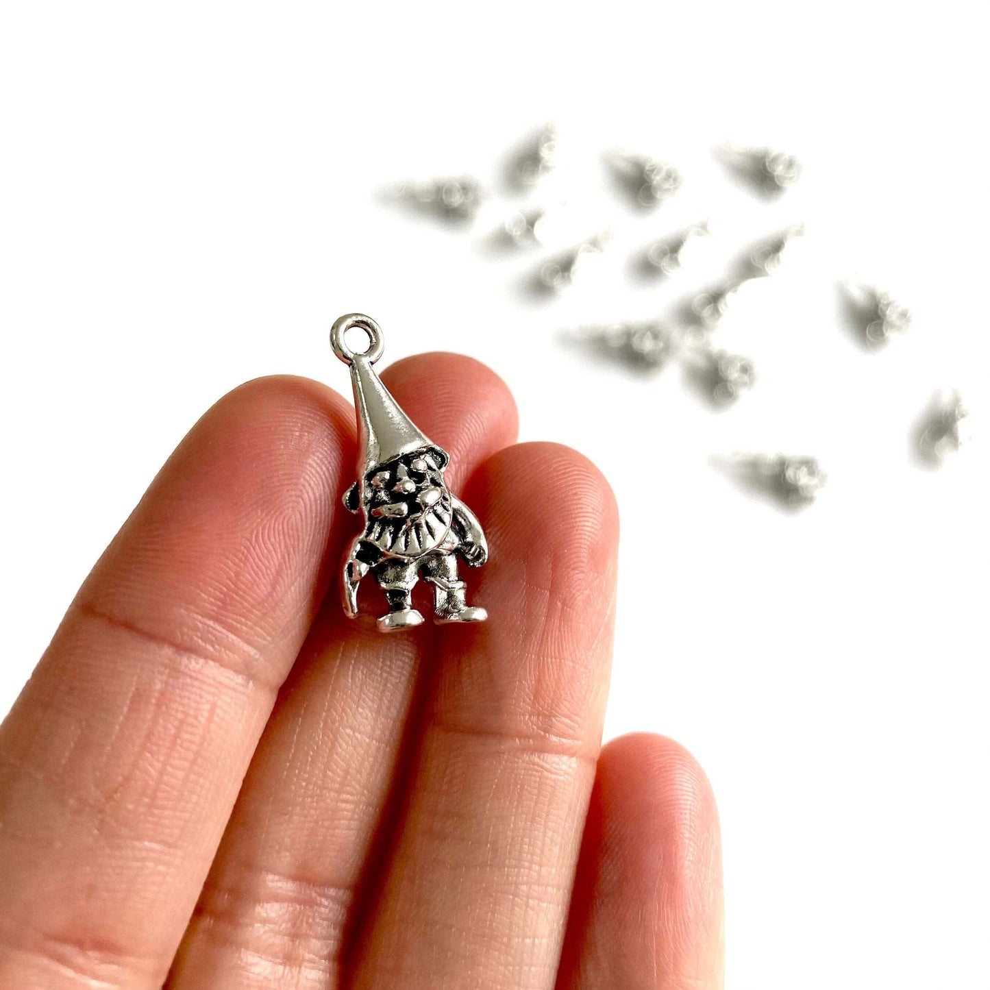 Gnome charms Silver 10mm Tiny Silver necklace pendant - Blacksparrowuk