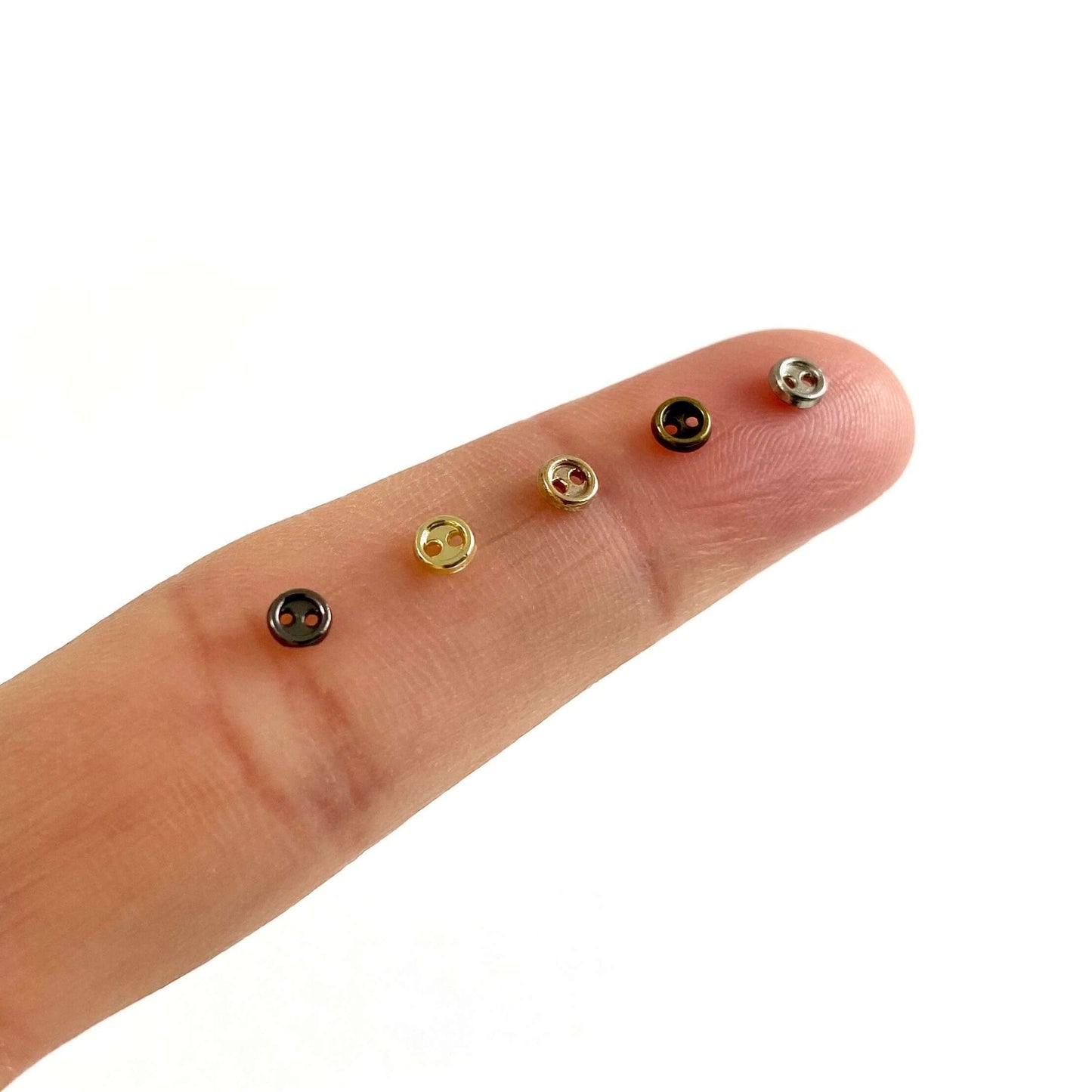 Tiny buttons 3mm micro metal buttons Random mix - Blacksparrowuk