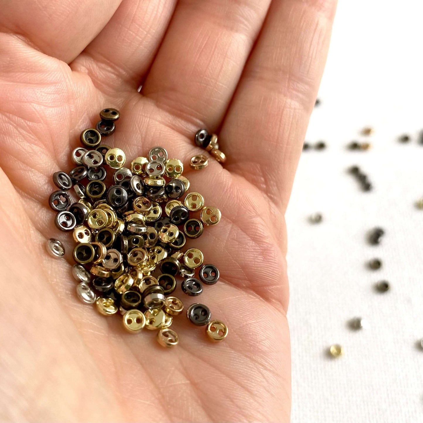 Tiny buttons 3mm micro metal buttons Random mix - Blacksparrowuk