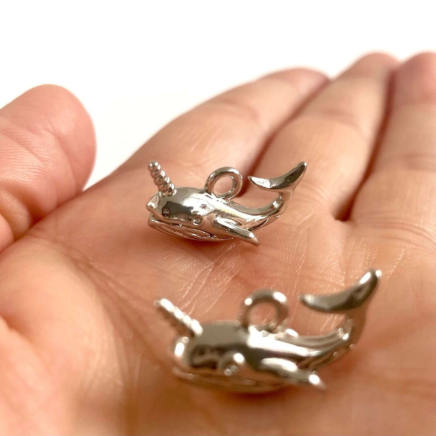Narwhal pendant 3D Double sided metal charm - Blacksparrowuk