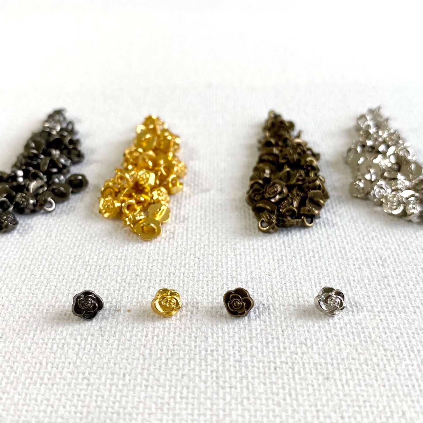 Mini flower buttons 5mm Metal rose buttons - Blacksparrowuk