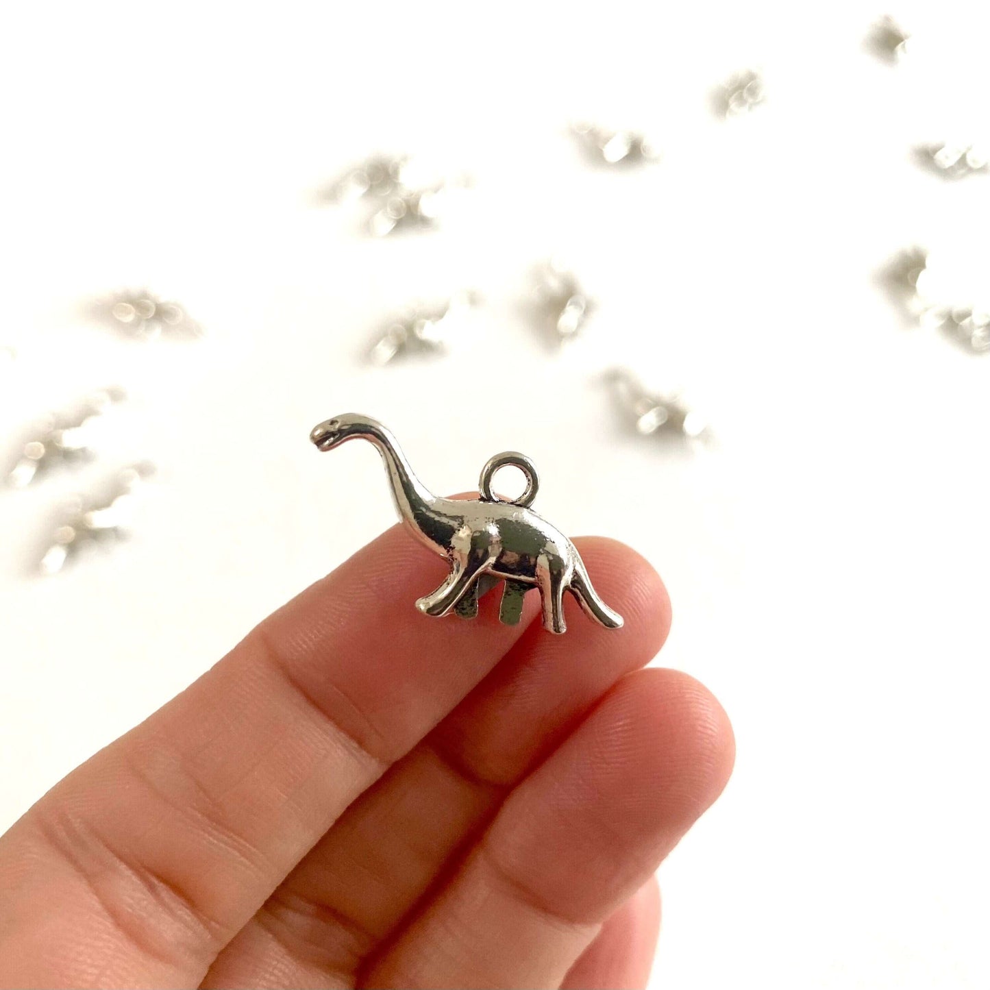 Dinosaur pendant Silver and Gold 3D Double sided 29mm Dinosaur charm UK seller Dinosaur earrings Zinc Alloy Tibetan charm - Blacksparrowuk