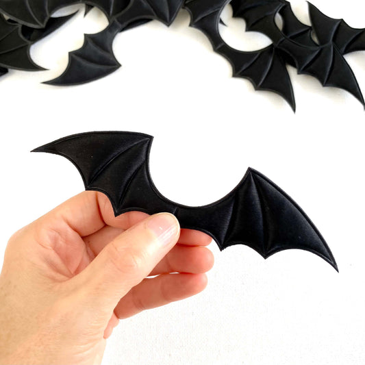 Bat wings black Fabric sew on patch padded appliqué - Blacksparrowuk