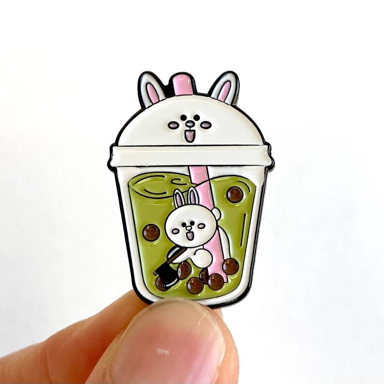 Bubble tea cute Kawaii pin badge Metal Milk tea enamel pin - 6 designs - Blacksparrowuk