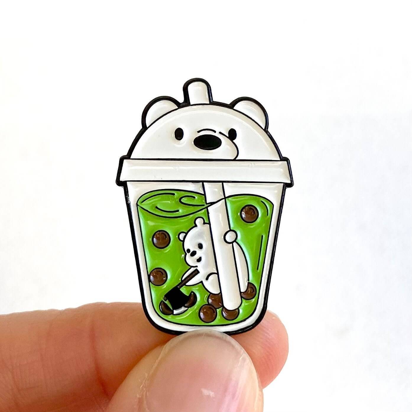 Bubble tea cute Kawaii pin badge Metal Milk tea enamel pin - 6 designs - Blacksparrowuk